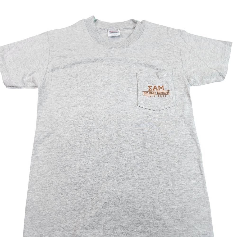 Vintage Hanes Beefy-T 2001 Sigma Alpha Mu Red River Shootout Pocket T-Shirt S